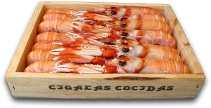Cigalas de Huelva en caja de madera